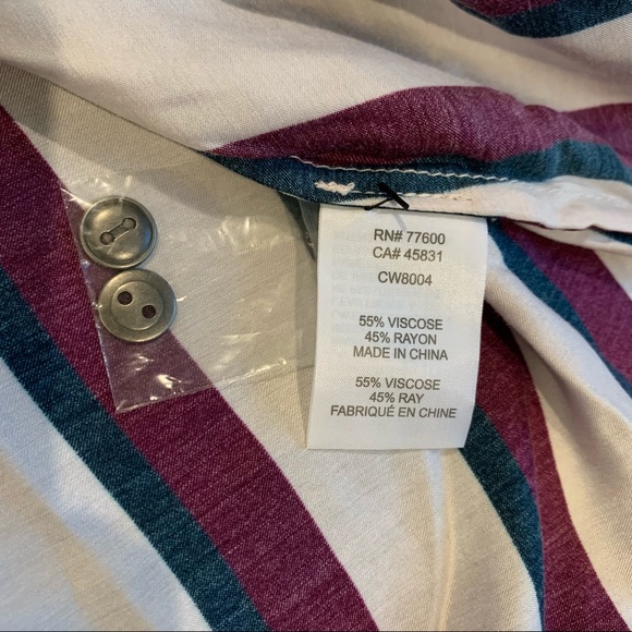 NEW Chaser Silky Basics Henley Shirt L Stripes - Picture 6 of 8